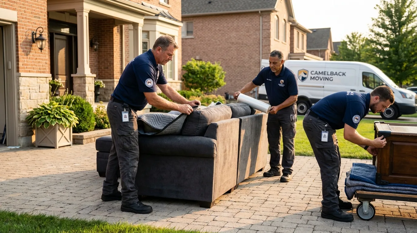 Large estate moving crew wrapping furniture in Broken Bow, NE